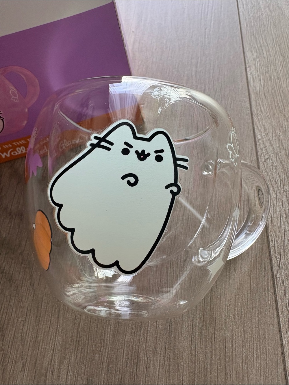 New Pusheen cat Halloween double walled glass cup